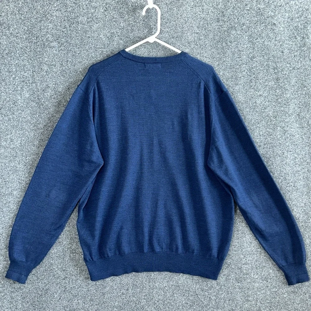 Toscano Firenze Men's XL 100% Merino Wool V-Neck Sweater – Blue EUC